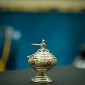 Silver Murugam Om Lamp, Kumkum chimil